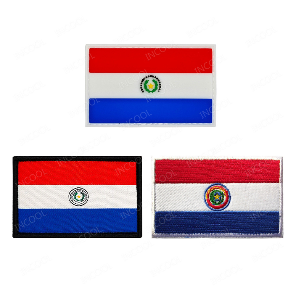 Velcro Sew On - Toppe ricamate con bandiera del Paraguay