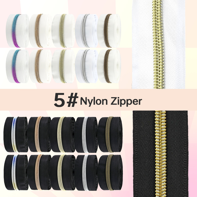 Textile And Sewing Supply - Nastro con cerniera nero/bianco da 5/10/20