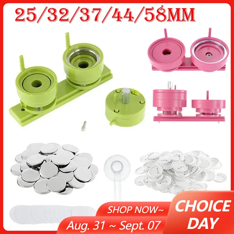 Button Hole Cutter - 100 Set 25/32/37/44/58mm Badge Pin Button